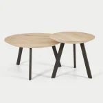 Duco / Ronde Salontafel Set van Massief Eiken met Facetrand