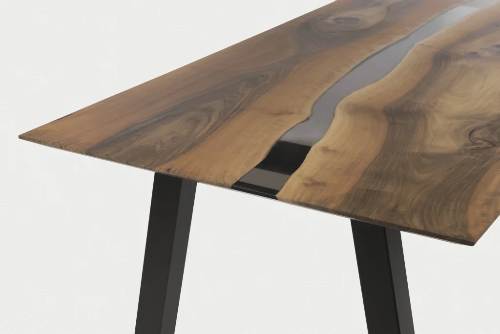 Bonyl / Epoxy Tafel met Walnoten Schaaldelen en A-Poten