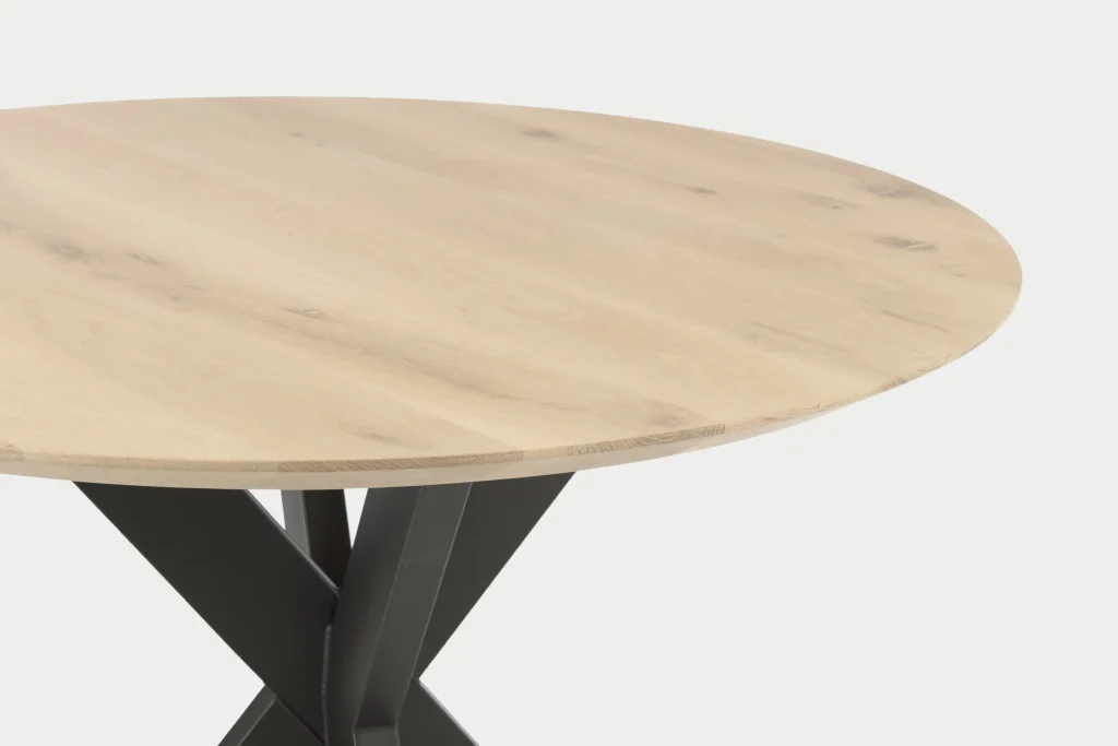 Parallax / Ronde Eettafel van Eiken met Dubbele X-Poot
